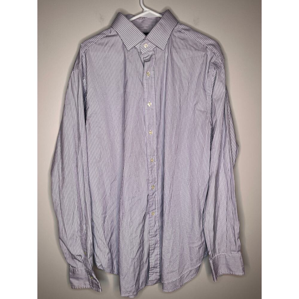 2000s Polo Ralph Lauren Regent Pastel Purple Lavender Stripe Old Money Shirt XL